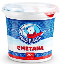 Сметана Белый медведь 20%, 800г
