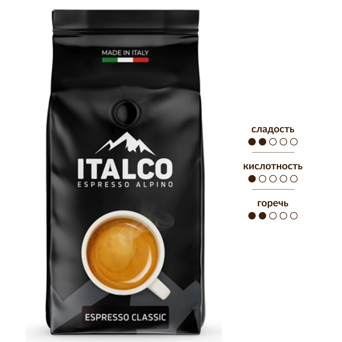 Изображение товара Кофе зерновой Italco Espresso Alpino Classic 1 кг арабика и робуста средняя обжарка