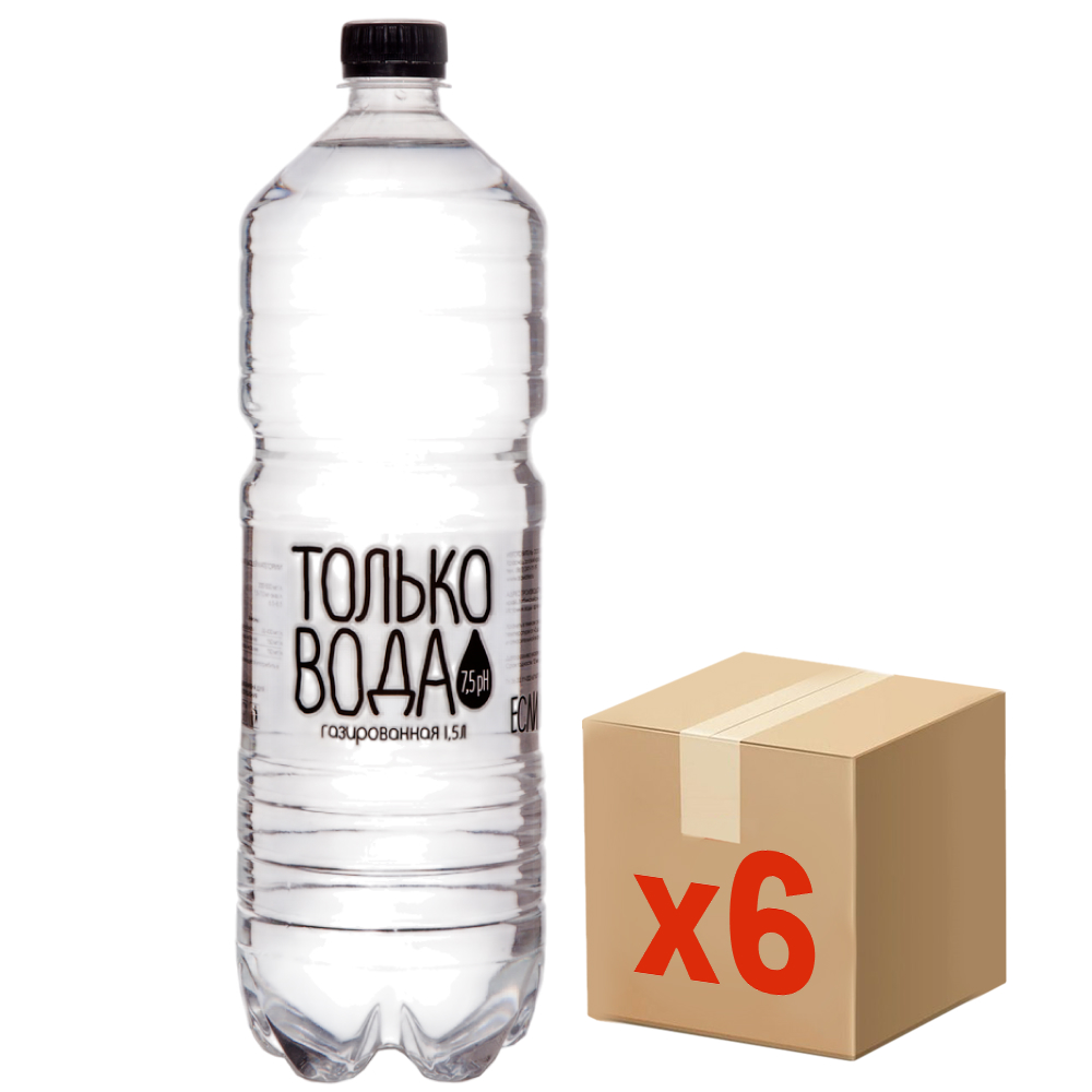 Вода Только вода питьевая газированная, 1.5л x 6 шт