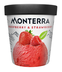 Десерт взбитый замороженный сорбет Monterra Малина и клубника, 306г