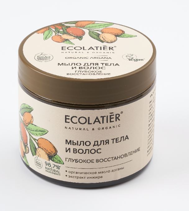 Мыло для тела и волос Ecolatier аргана-инжир, 350мл