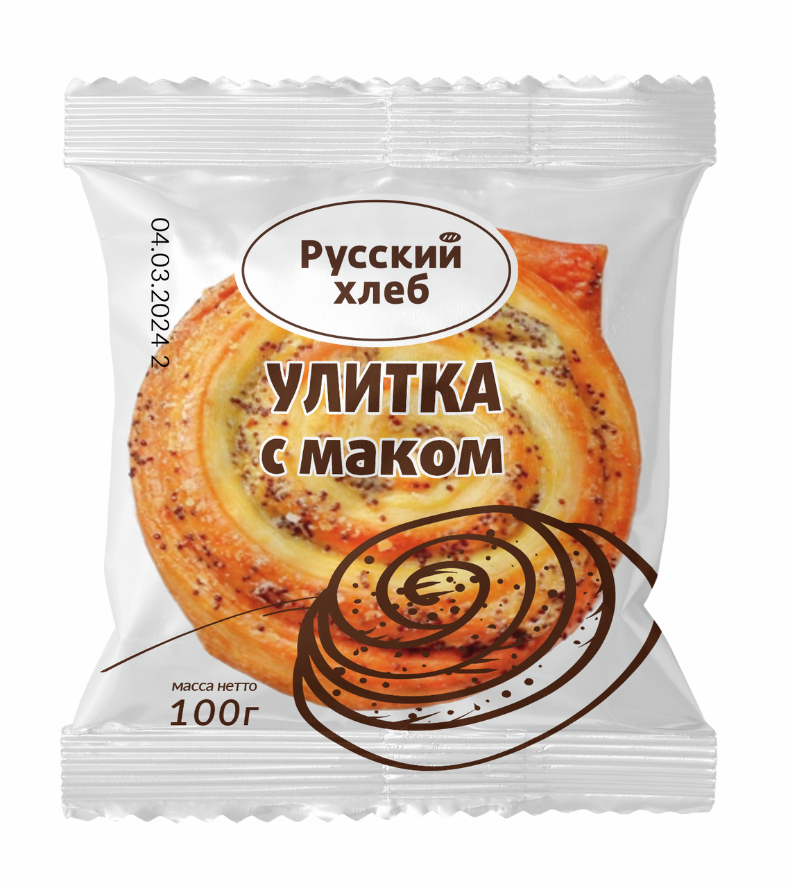 Улитка Русский хлеб с маком, 100г
