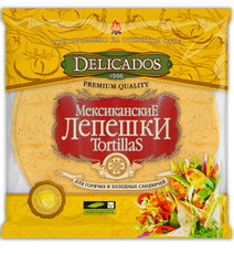 Лепешка мексиканская Delicados Тортилья пшеничная со вкусом сыра 25см 6шт, 400г
