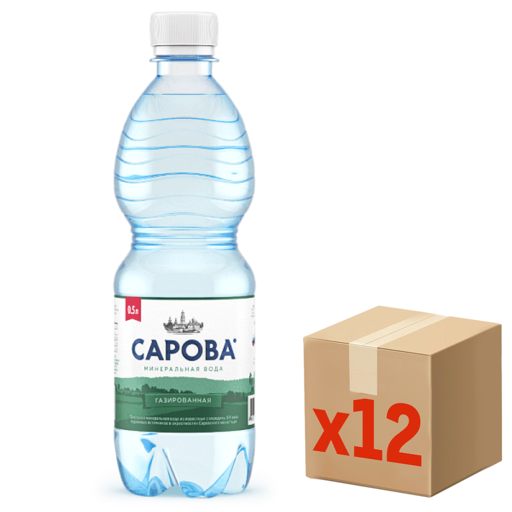 Вода Сарова минеральная газированная, 500мл x 12 шт