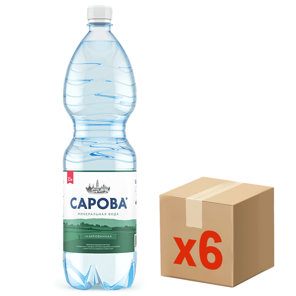 Вода Сарова питьевая газированная, 1.5л x 6 шт