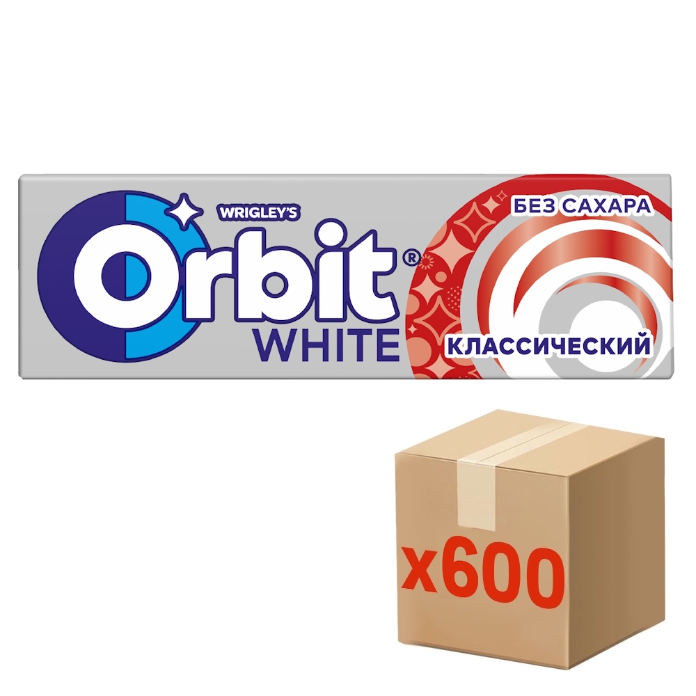 Жевательная резинка Orbit White классический без сахара, 13.6г x 600 шт
