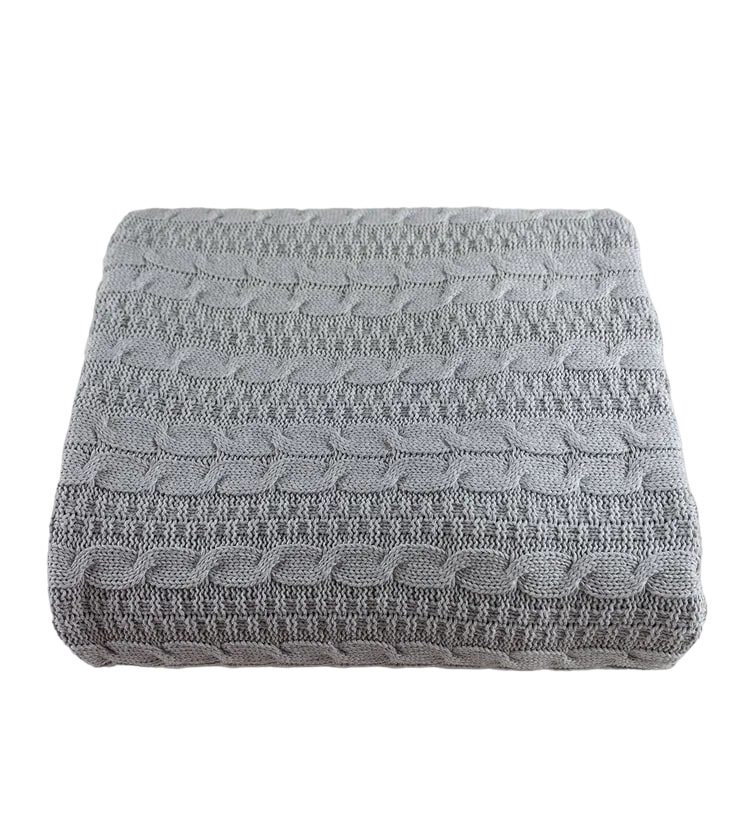 Плед Swan вязаный хлопок светло-серый, 220 х 240см