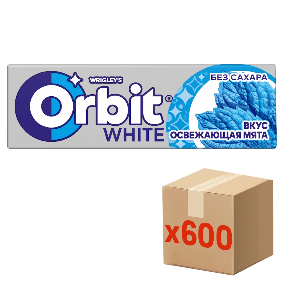 Жевательная резинка Orbit White освежающая мята без сахара, 13.6г x 600 шт