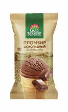 Мороженое пломбир Село Зеленое Шоколадное в вафельном стаканчике ГОСТ 15%, 90г