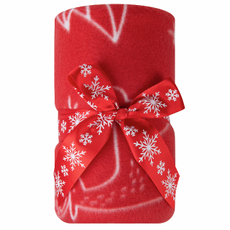 Tarrington House Плед флисовый красный с принтом олени 170г, 130 х 170см