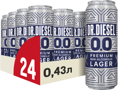 Пиво Doctor Diesel Премиум лагер светлое безалкогольное, 0.43л x 24 шт