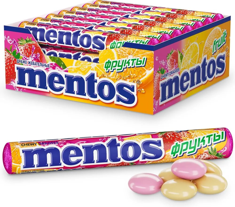 Сколько ментоса в упаковке. Драже жевательные "mentos" со вкусом фруктов 37г. Драже жевательные mentos фрукты 37 г. Драже ментос жевательное 37 с фруктовым вкусом. Ментос жев. Драже ментос 37г/.