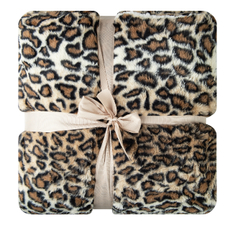 Tarrington House Плед с принтом леопард коричневый, 200 х 220см
