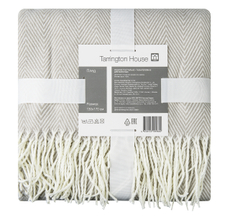 Tarrington House Плед трикотажный с принтом серая елочка, 130 х 170см