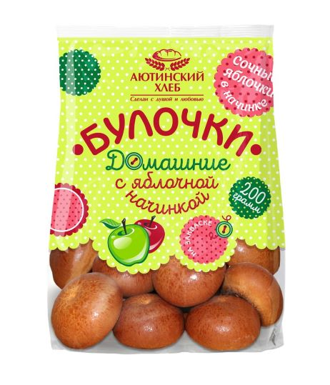 Булочки Аютинский хлеб Домашние с яблочной начинкой, 200г
