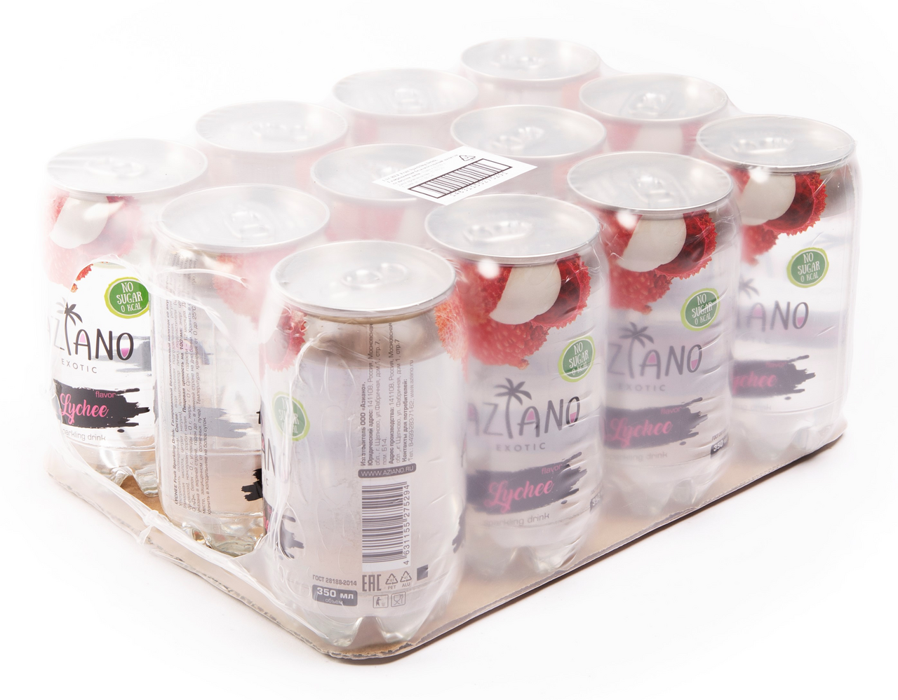 Напиток Aziano Личи газированный, 350мл x 12 шт