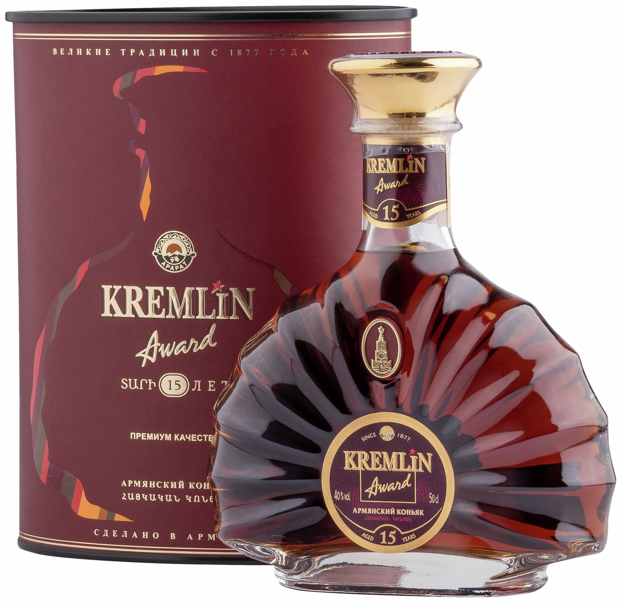 Коньяк Kremlin Award 15 лет в подарочной упаковке, 0.5л