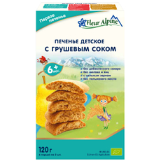 Печенье детское Fleur Alpine с грушевым соком с 6 месяцев, 120г