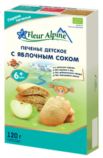 Печенье детское Fleur Alpine с яблочным соком с 6 месяцев, 120г