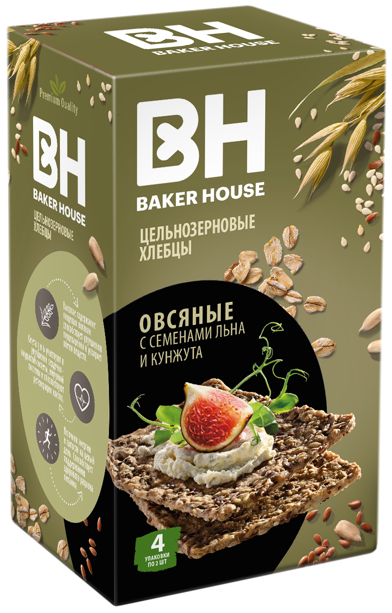 Хлебцы цельнозерновые Baker House овсяные лен-кунжут, 180г купить с  доставкой на дом, цены в интернет-магазине