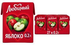 Напиток сокосодержащий Любимый яблочный, 200мл x 27 шт