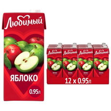 Напиток сокосодержащий Любимый яблочный, 950мл x 12 шт