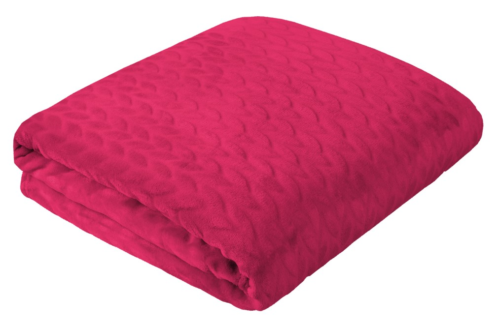 Плед Guten Morgen малиновый фланель листочки, 200 x 220см