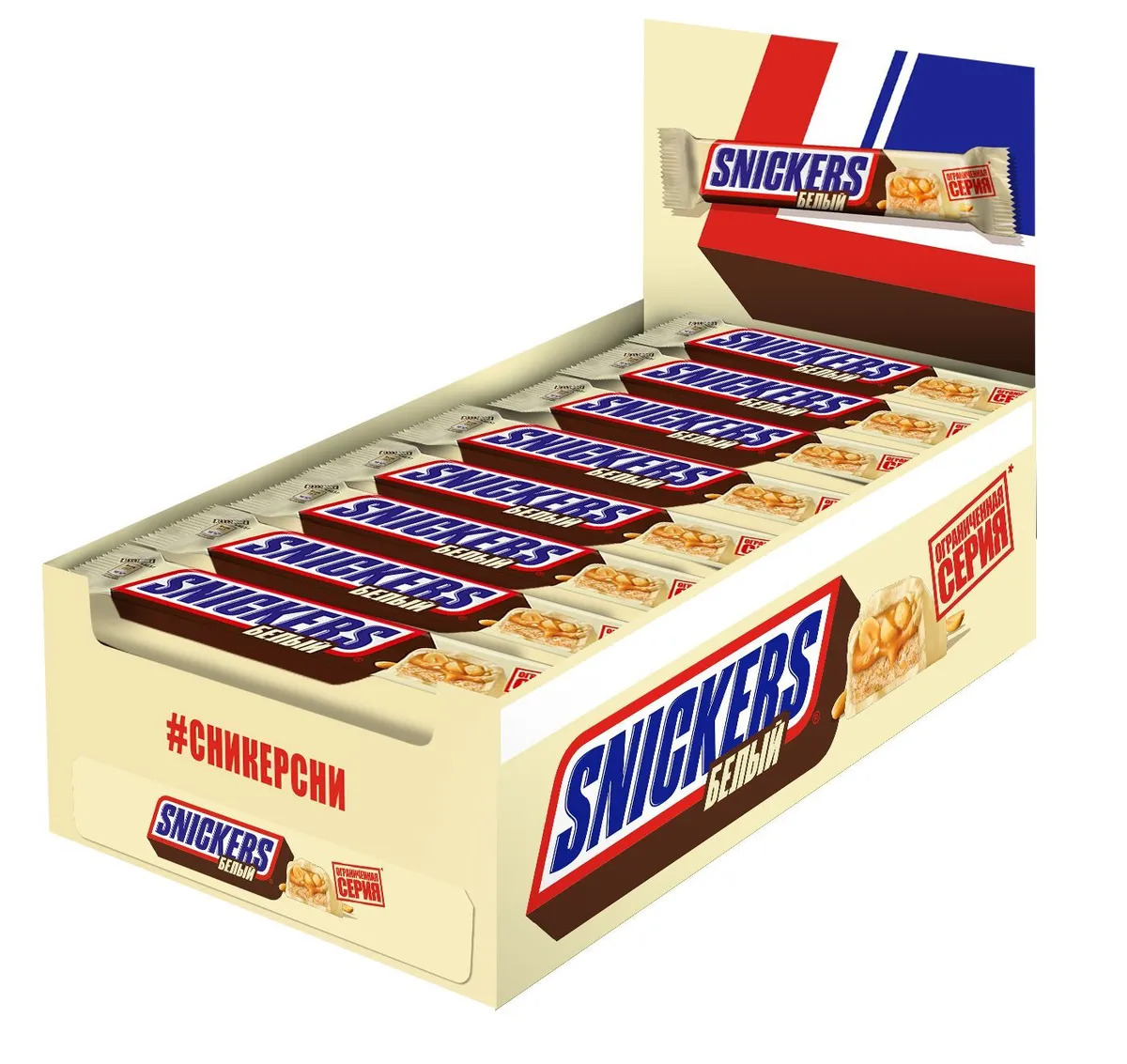 Батончик шоколадный 81гр белый шоколад snickers