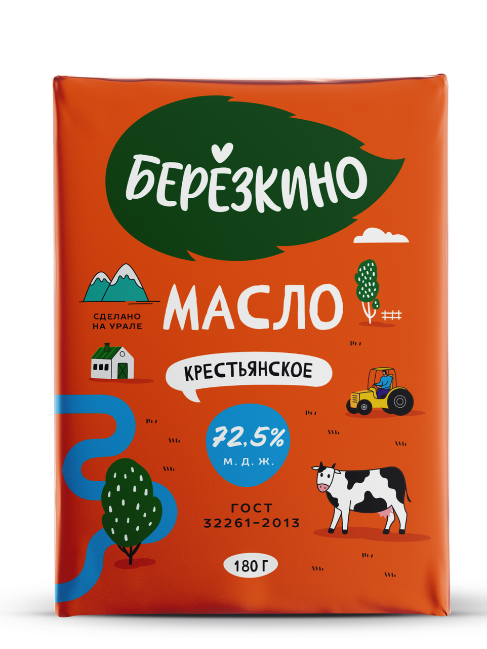 Масло сливочное Березкино Крестьянское ГОСТ 72.5%, 180г