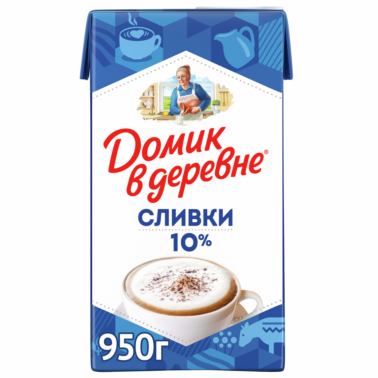 Сливки Домик в деревне стерилизованные 10%, 950г