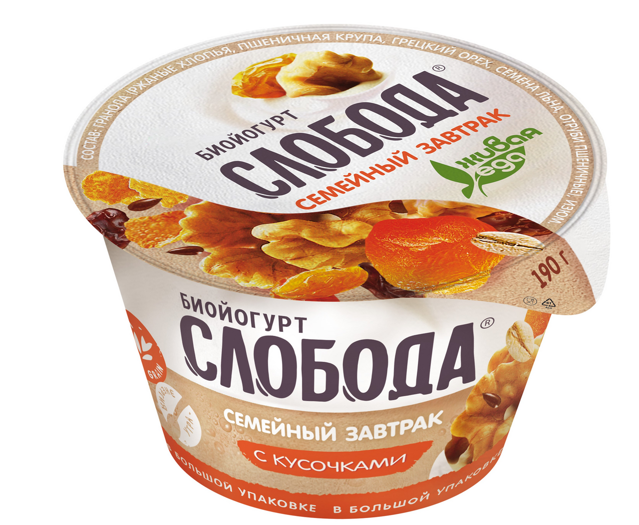 Биойогурт Слобода Гранола-изюм 5%, 190г