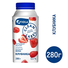 Йогурт питьевой Viola клубника 0.4%, 280г