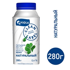 Йогурт питьевой Viola натуральный 0.4%, 280г