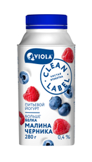 Йогурт питьевой Viola малина-черника 0.4%, 280г