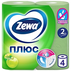 Туалетная бумага Zewa Плюс Яблоко 2-слойная, 4 рулона