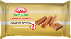 Палочки творожные глазированные Свитлогорье Золотая ириска в карамельной глазури 23%, 180г