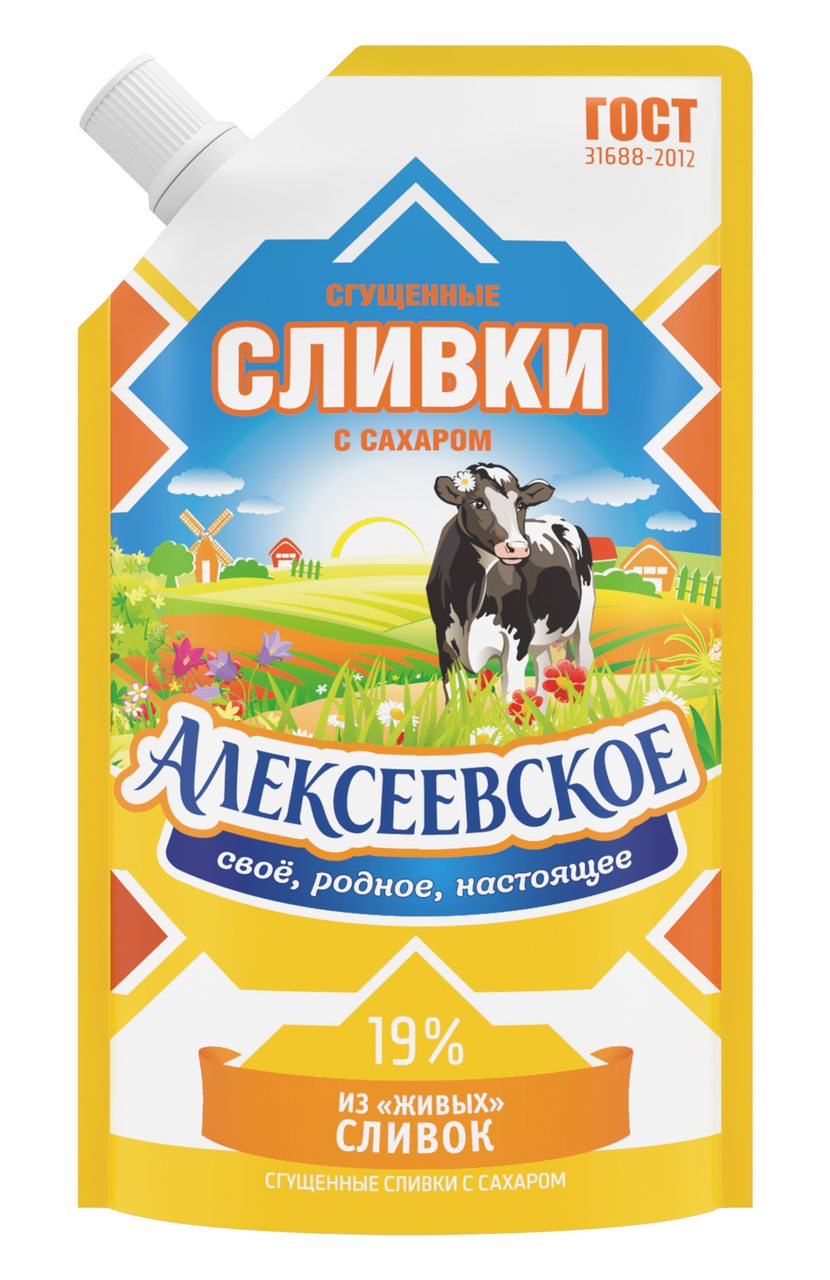 Сливки сгущенные Алексеевское с сахаром 19%, 270г купить с доставкой на  дом, цены в интернет-магазине