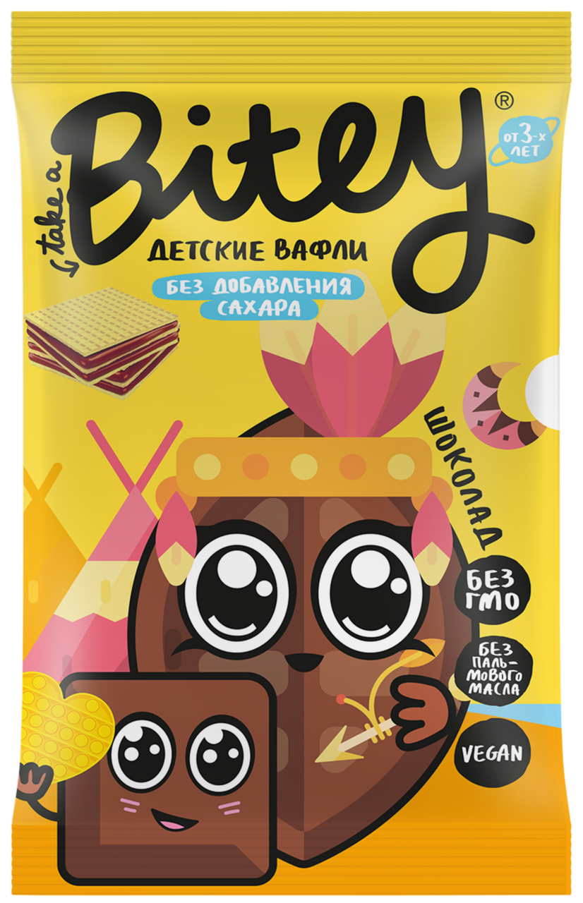 Изображение товара Вафли детские Take a Bitey Шоколад без сахара с 3 лет, 35г