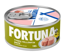 Тунец Fortuna филе yellowfin с оливковым маслом, 185г