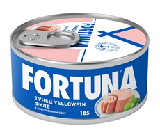 Тунец Fortuna филе yellowfin в собственном соку, 185г