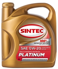 Масло моторное Sintec Platinum Sae 0W-20 Api SP синтетическое, 4л