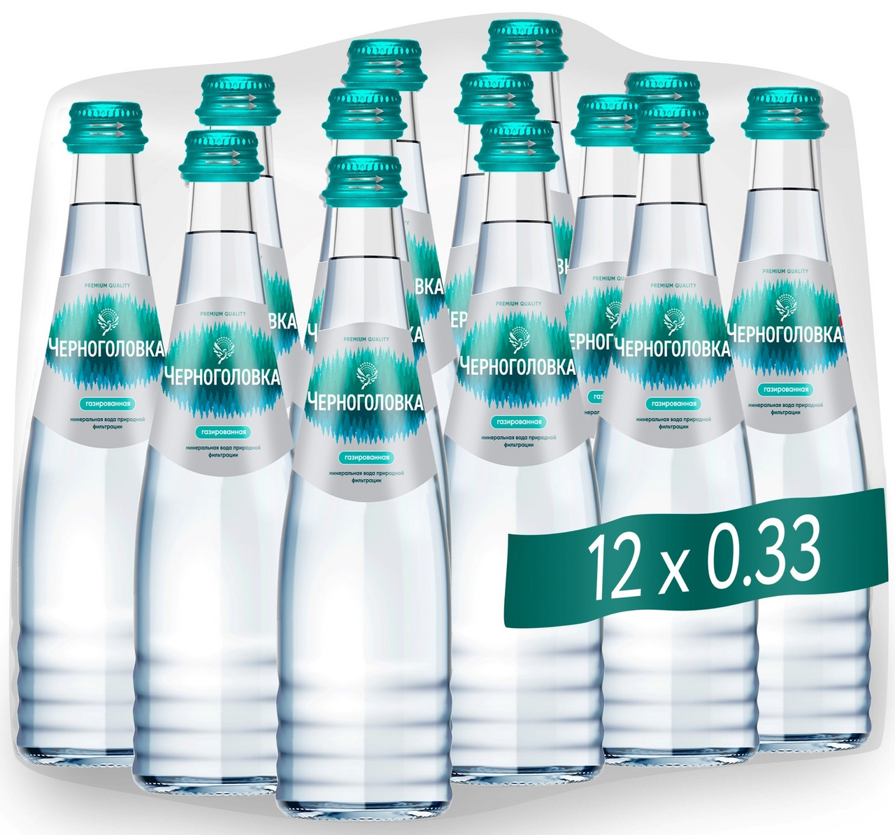 Изображение товара Вода Черноголовка газированная в стеклянной упаковке 330мл x 12 шт