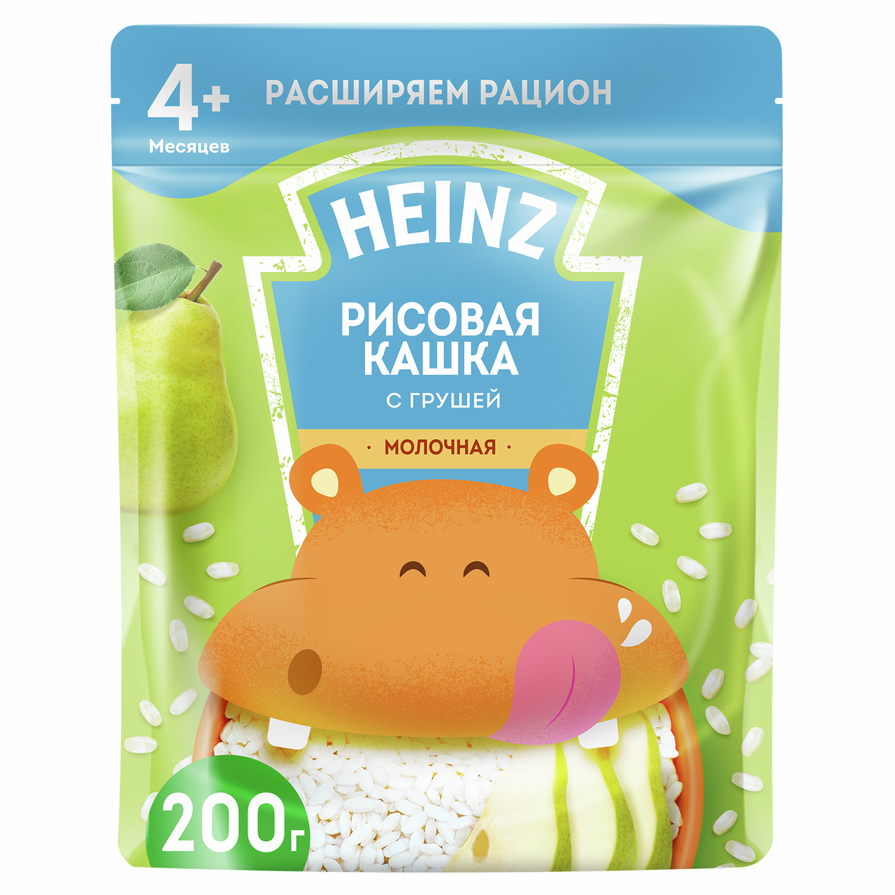 Каша молочная детская Heinz Рисовая Груша с 4 месяцев, 200г