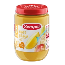 Пюре Semper манго и банан без сахара, 190г