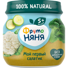Пюре овощное детское ФрутоНяня Брокколи, кабачок и цветная капуста с 5 месяцев, 80г
