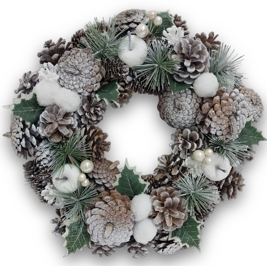 Венок бело-зеленый, 35см