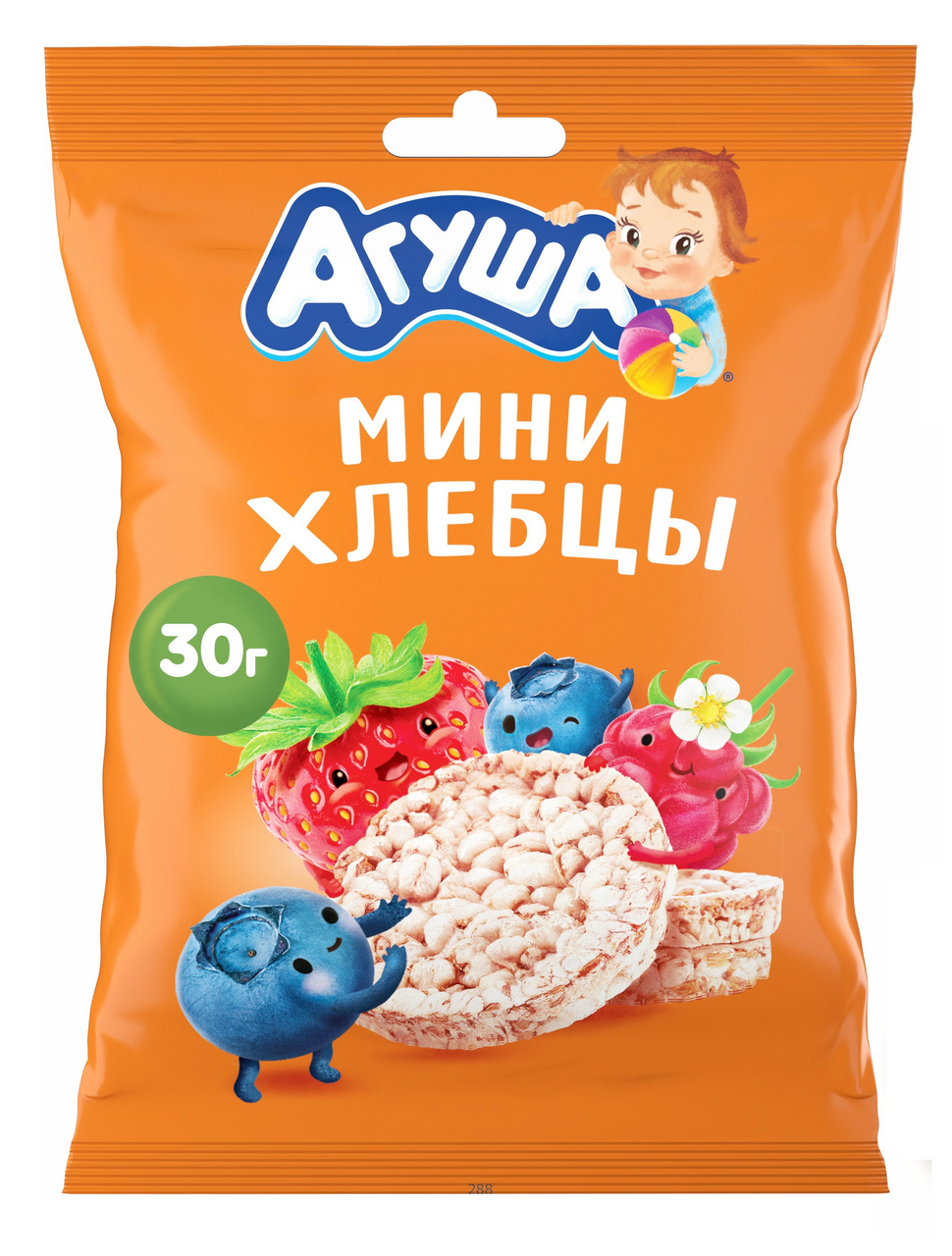 Хлебцы Агуша мини рисовые ягодное ассорти, 30г купить с доставкой на дом,  цены в интернет-магазине