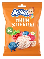 Хлебцы Агуша мини рисовые ягодное ассорти, 30г