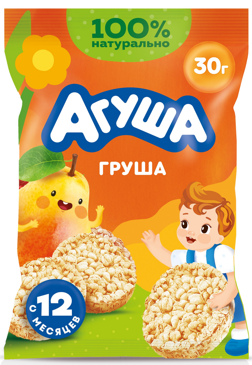 Изображение товара Хлебцы рисовые детские Агуша Мини Груша с 12 месяцев, 30г