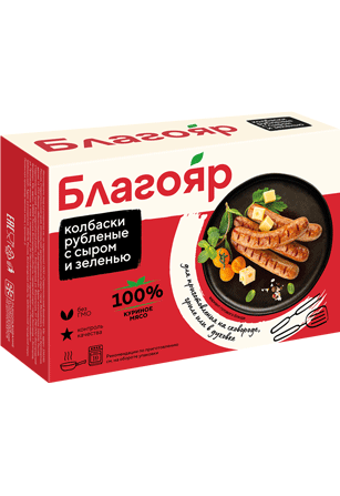Колбаски куриные Благояр Рубленые с сыром и зеленью охлажденные, 360г